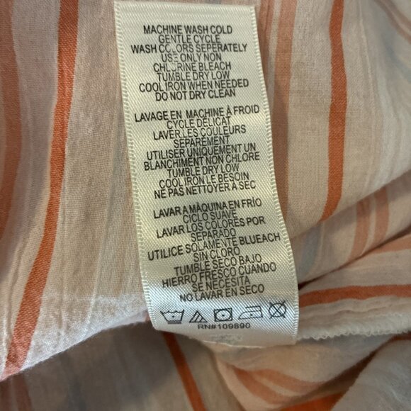 Seven7 Womens M Peach White Striped Ruffle Sleeve Boho Casual Blouse Top - Picture 7 of 7